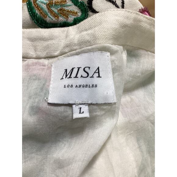 Misa Los Angeles 'Thara' White Sequin Embellished Canvas Skirt Size L - Picture 4 of 4